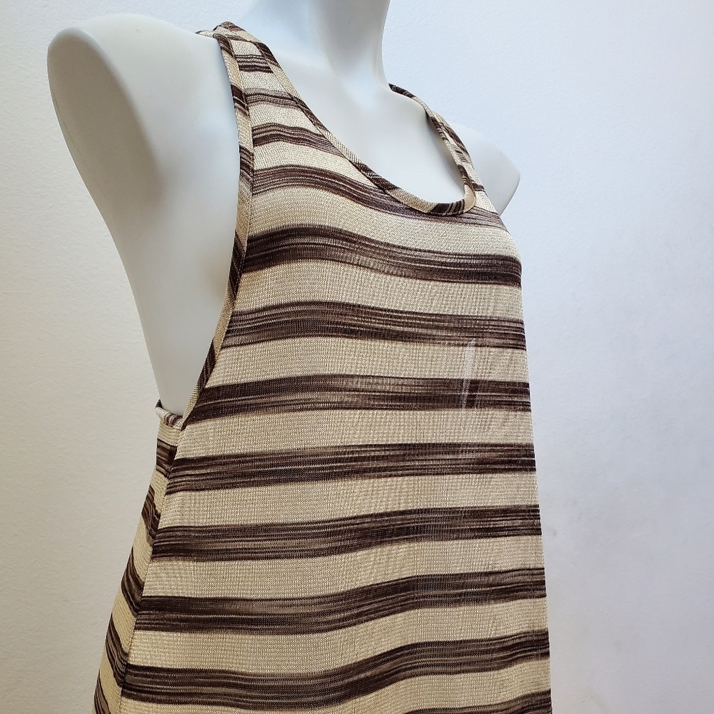Elif for Jordan Taylor Women's Knit Black & Gold Striped A- Line Tank Dress - Picture 6 of 10